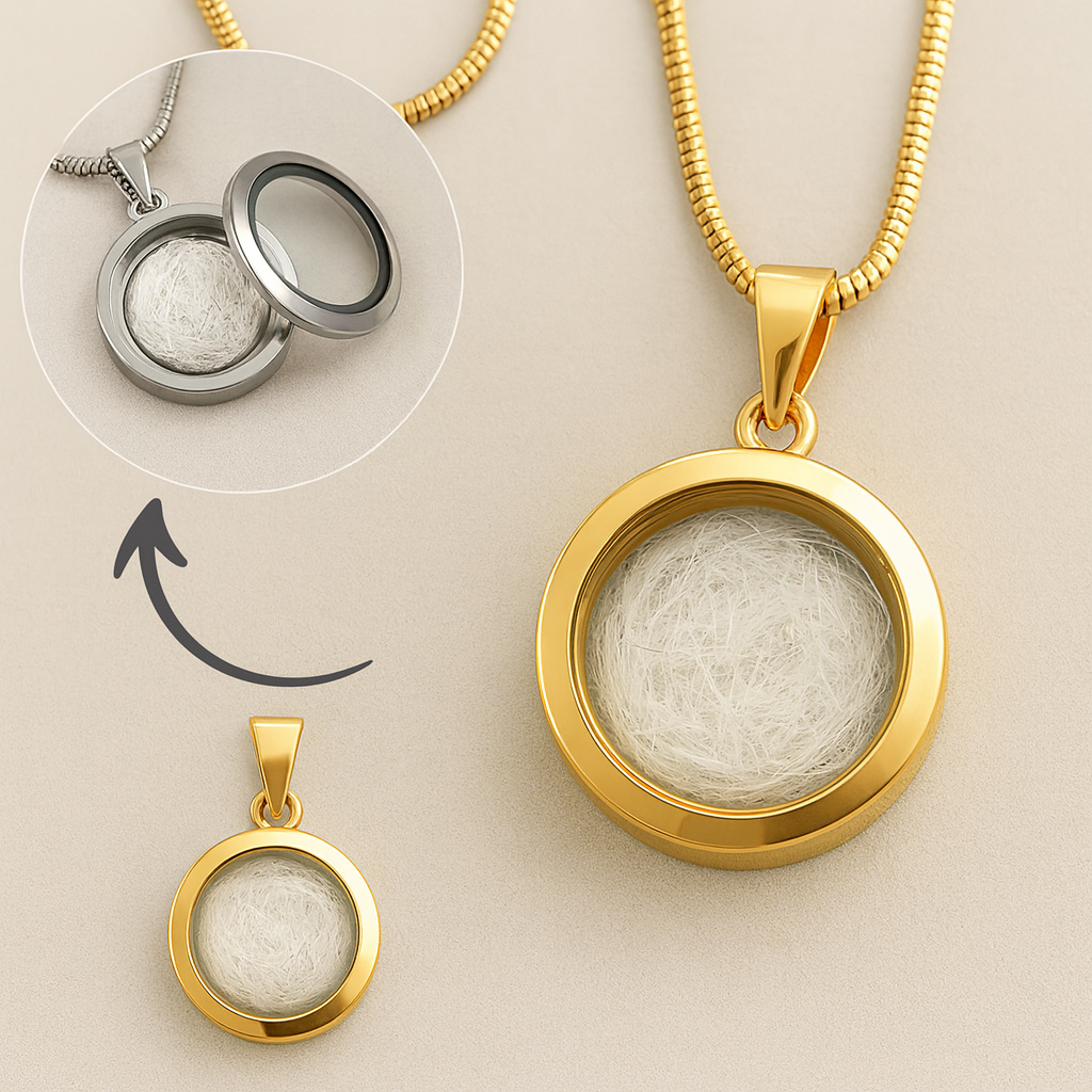 Personalized Pet Keepsake Pendant – Photo & Hair/Ash Capsule