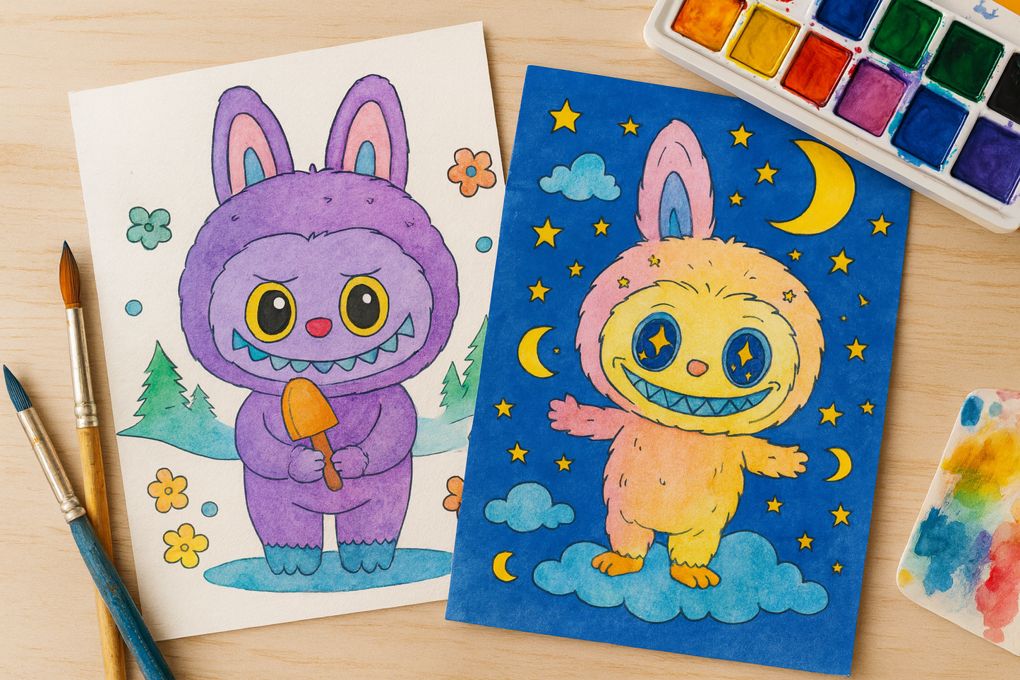 Labubu Coloring Pages | Cute Printable Coloring Sheets for Kids | Kawaii Digital Download | Stress Relief & Fun Activity