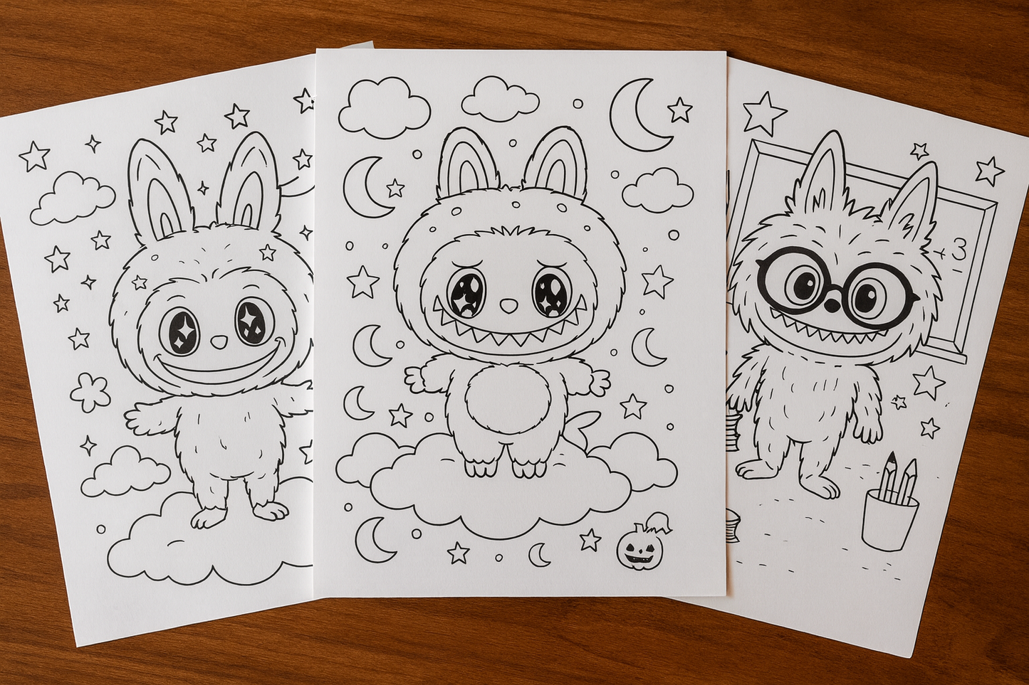 Labubu Coloring Pages | Cute Printable Coloring Sheets for Kids | Kawaii Digital Download | Stress Relief & Fun Activity