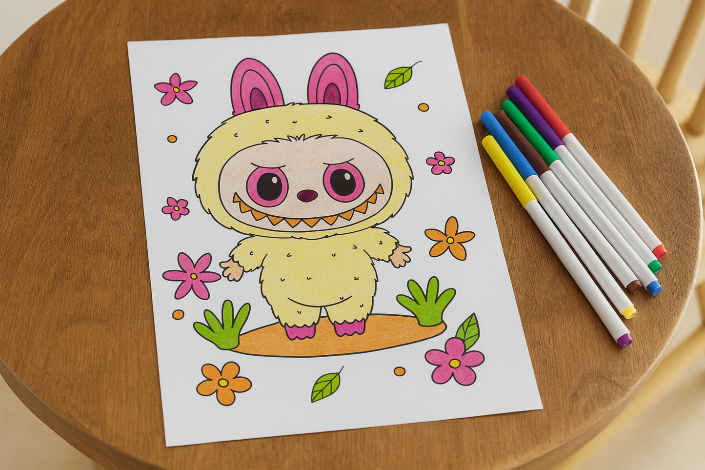 Labubu Coloring Pages | Cute Printable Coloring Sheets for Kids | Kawaii Digital Download | Stress Relief & Fun Activity