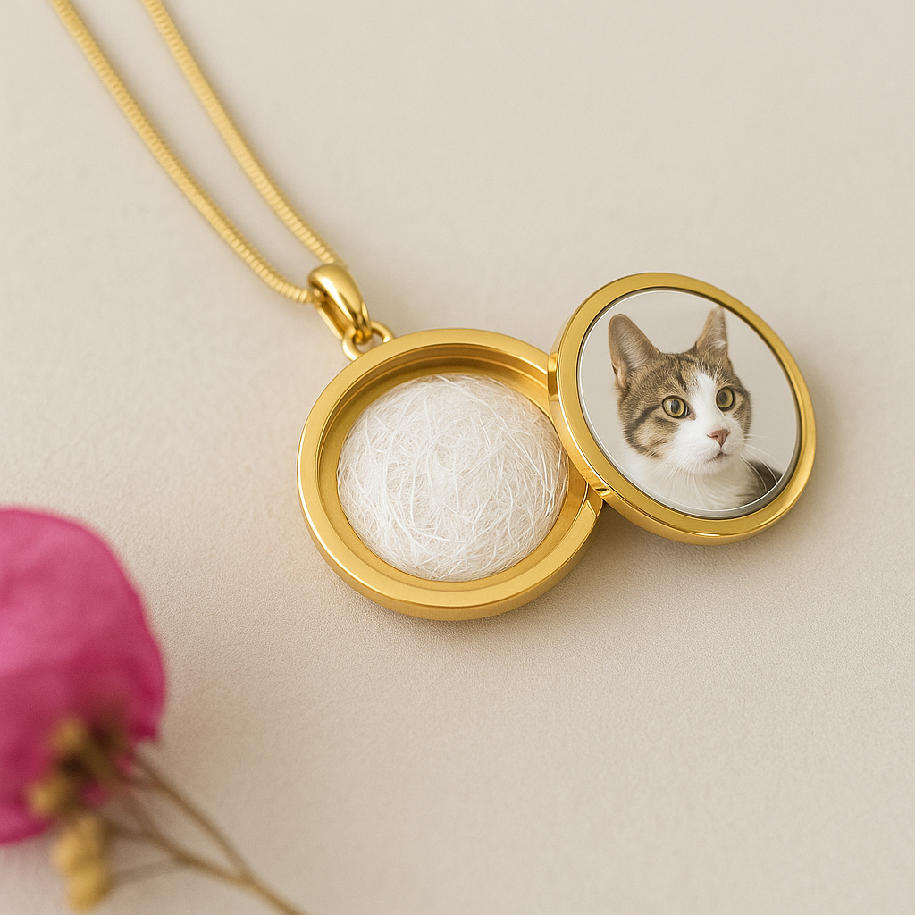 Personalized Pet Keepsake Pendant – Photo & Hair/Ash Capsule