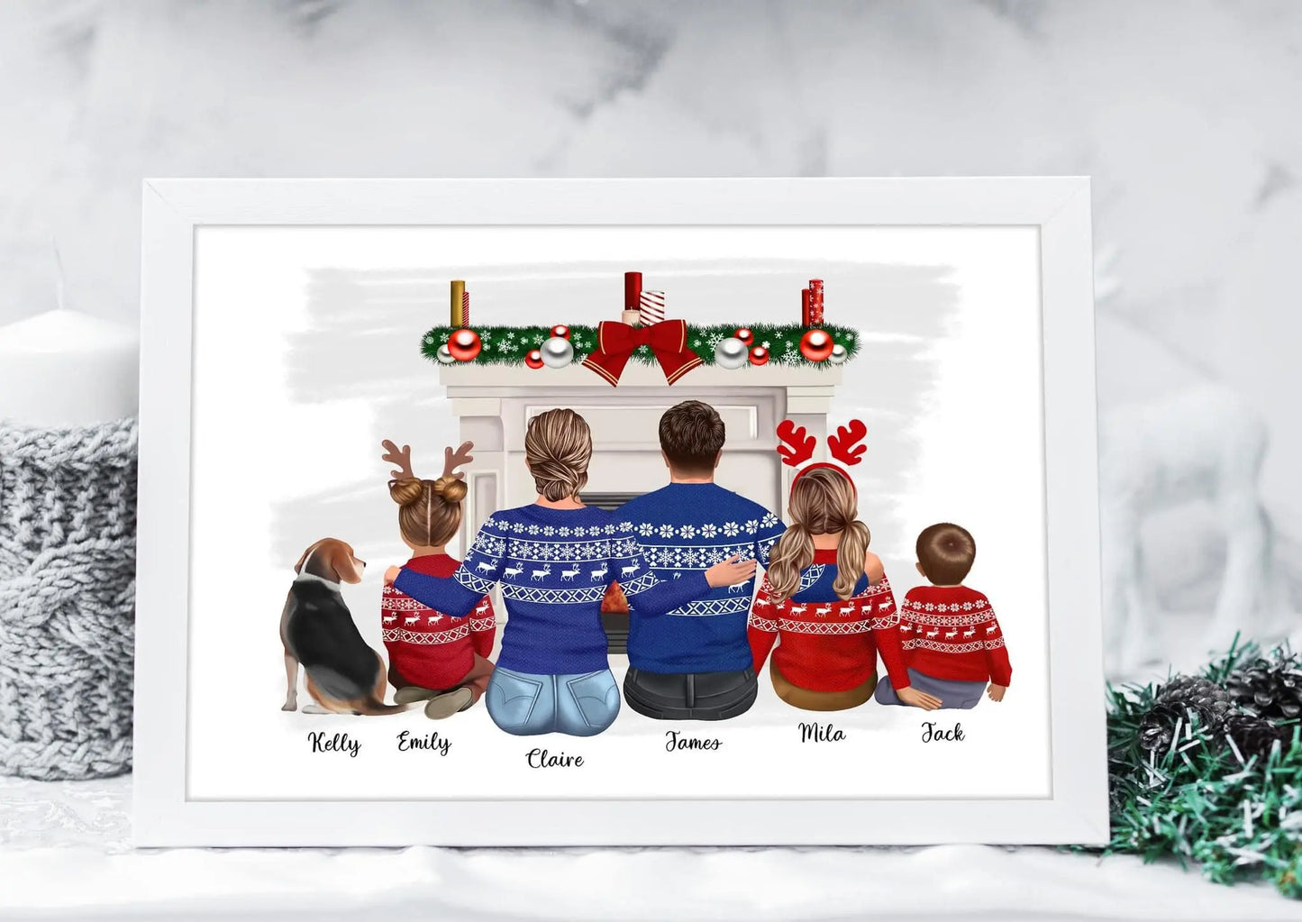 Personalized Family Christmas Print (Framed)