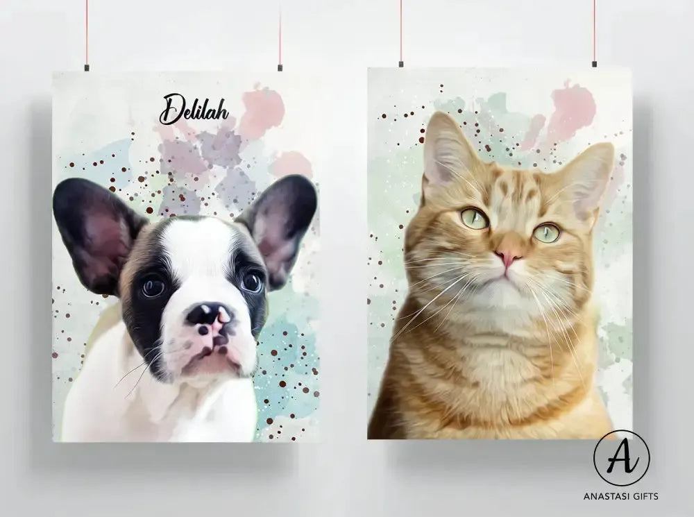 Custom Pet Watercolor Portraits - Digital Version| Personalized Pet Artwork