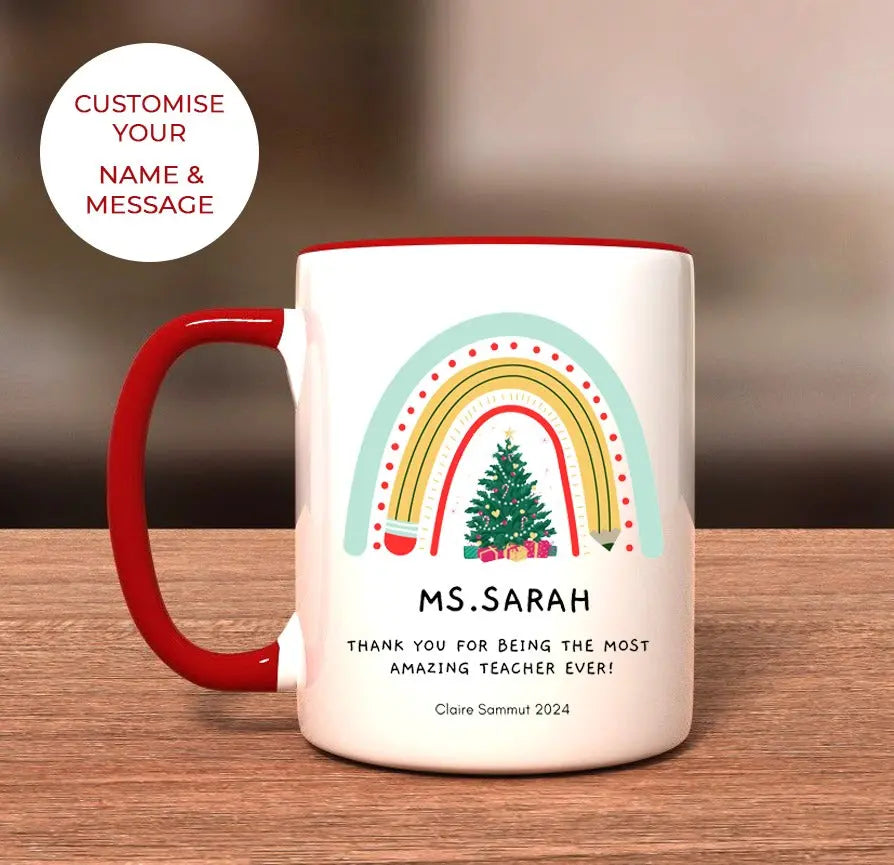 Personalized Christmas Teacher Mug-Anastasi Gifts
