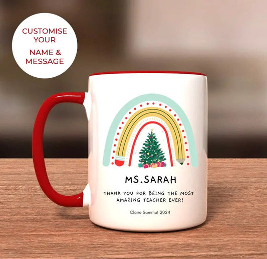 Personalized Christmas Teacher Mug-Anastasi Gifts