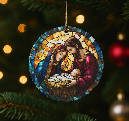 Stained GlassStyle Nativity Ceramic Ornaments-Anastasi Gifts