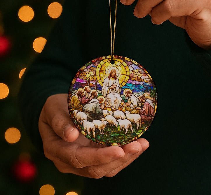 Stained Glass–Style Nativity Ceramic Ornaments