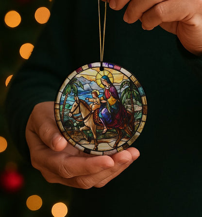 Stained Glass–Style Nativity Ceramic Ornaments