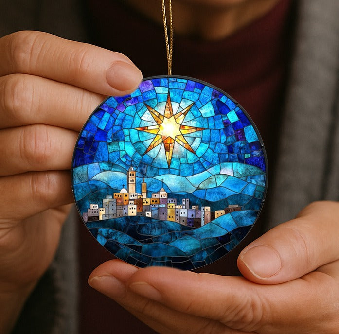 Stained Glass–Style Nativity Ceramic Ornaments