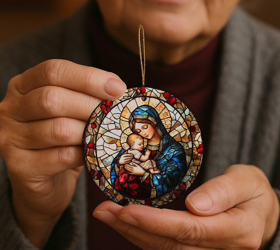 Stained Glass–Style Nativity Ceramic Ornaments