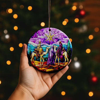 Stained Glass–Style Nativity Ceramic Ornaments