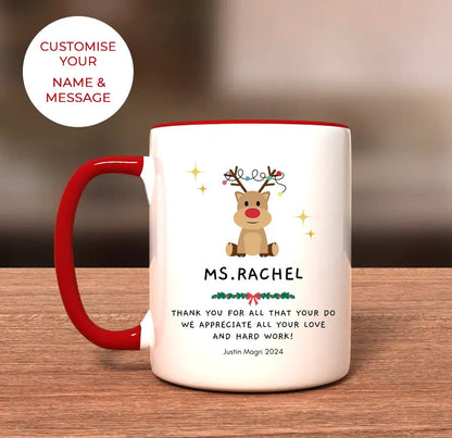 Personalized Christmas Teacher Mug-Anastasi Gifts