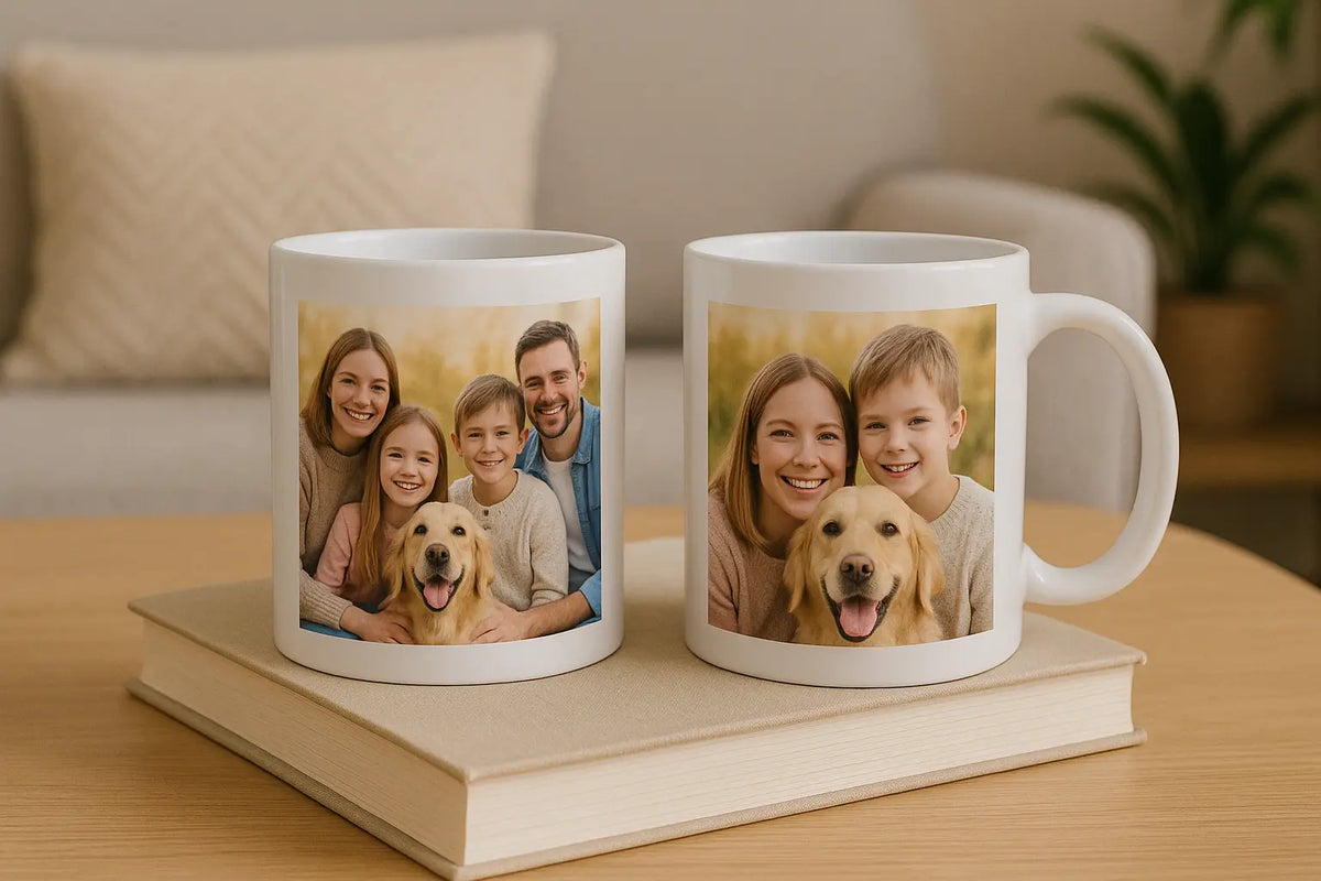 Custom branded photo mugs for employees and clients