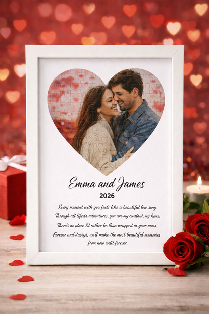 Custom Heart Photo Puzzle with Personalised Message