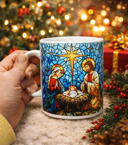 Nativity Stained Glass Design - Ceramic Mug-Anastasi Gifts