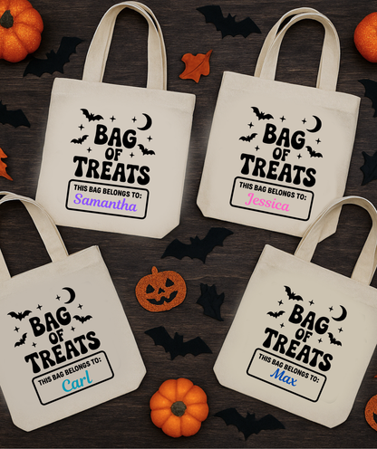 Personalised Halloween Trick or Treat Bags - Custom Name Candy Tote (LIMITED STOCK)