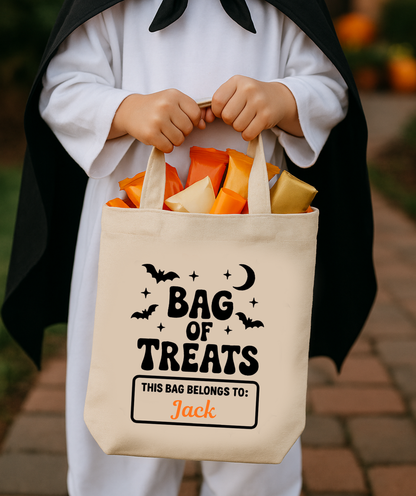 Personalised Halloween Trick or Treat Bags - Custom Name Candy Tote (LIMITED STOCK)