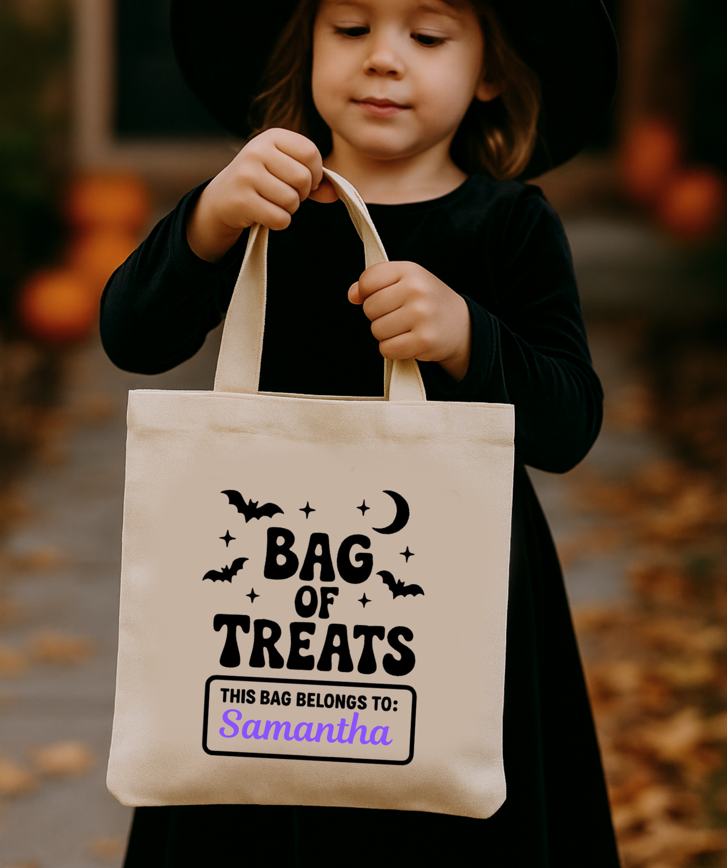 Personalised Halloween Trick or Treat Bags - Custom Name Candy Tote (LIMITED STOCK)