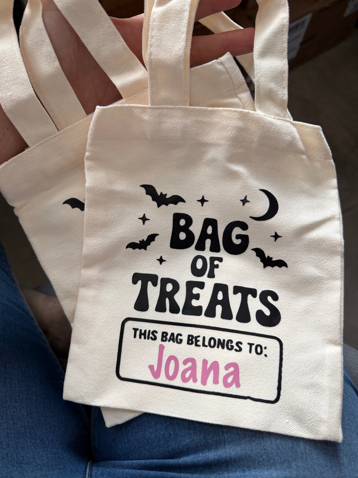 Personalised Halloween Trick or Treat Bags - Custom Name Candy Tote