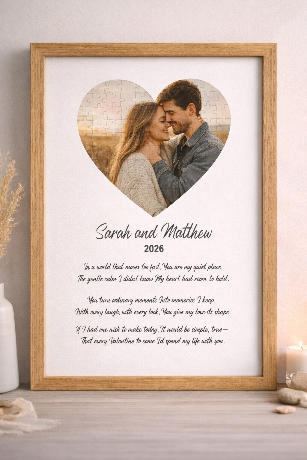 Custom Heart Photo Puzzle with Personalised Message