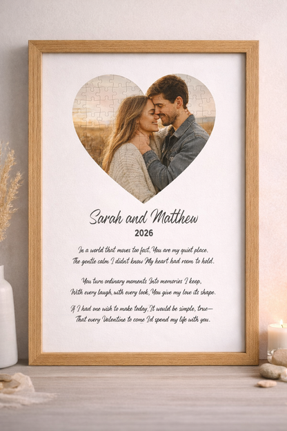 Custom Heart Photo Puzzle with Personalised Message