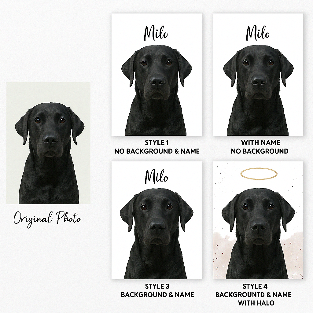 Custom Pet Watercolor Portraits Framed | Personalized Pet Artwork