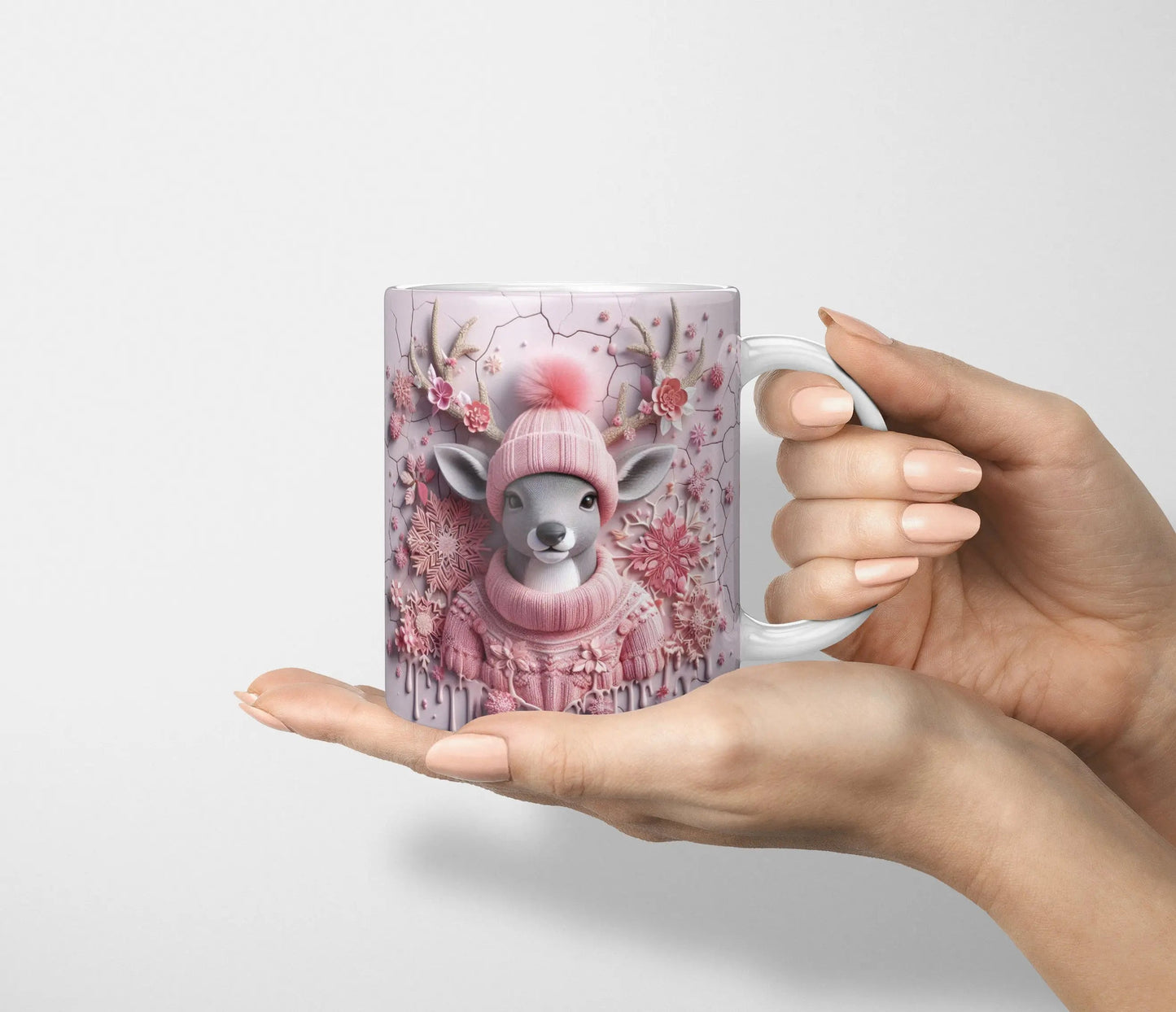 Pastel Pink Christmas Ceramic Mug-Anastasi Gifts