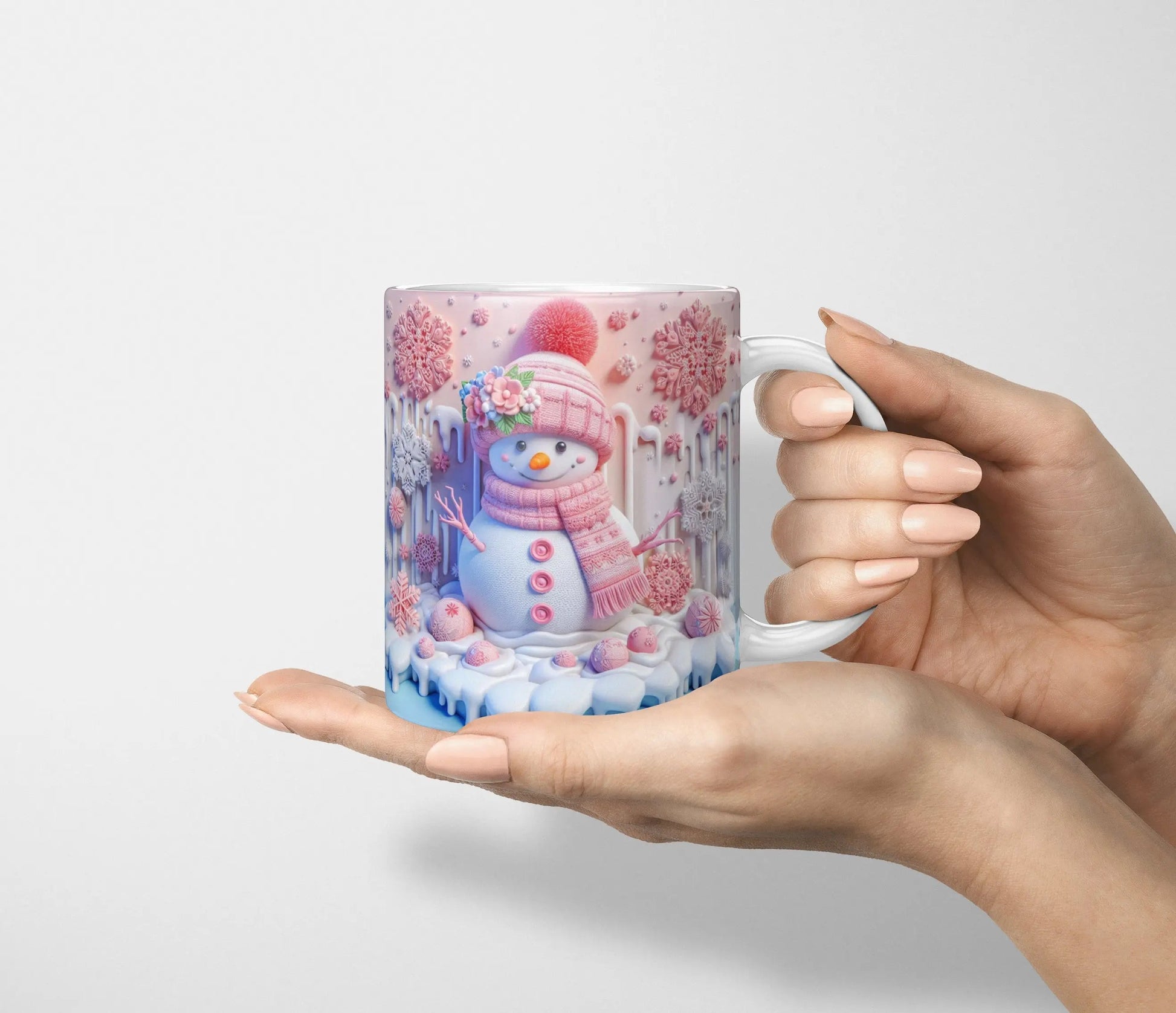 Pastel Pink Christmas Ceramic Mug-Anastasi Gifts