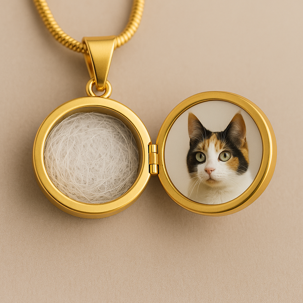 Personalized Pet Keepsake Pendant – Photo & Hair/Ash Capsule