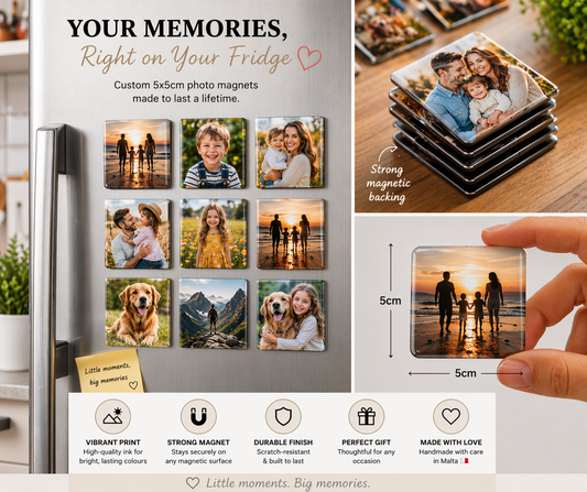 Personalised Photo Magnets Malta – 5x5cm Custom Fridge Magnets