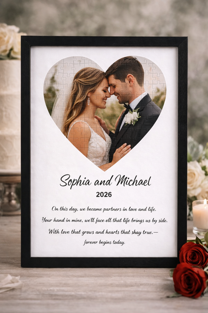 Custom Heart Photo Puzzle with Personalised Message