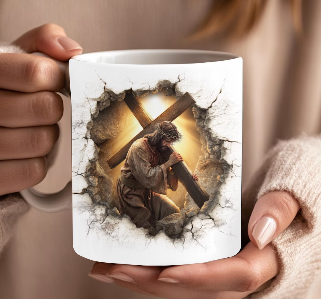 Religious Ceramic Mug - Crucifixion Scene