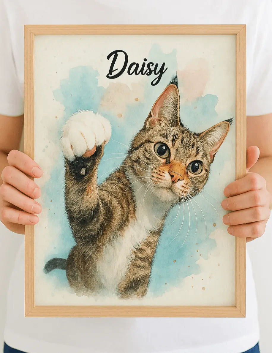 Custom Pet Watercolor Portraits Framed-Anastasi Gifts