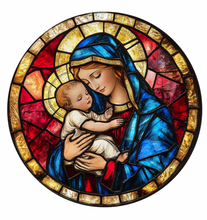 Stained Glass–Style Nativity Ceramic Ornaments