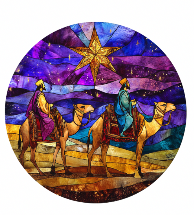 Stained Glass–Style Nativity Ceramic Ornaments