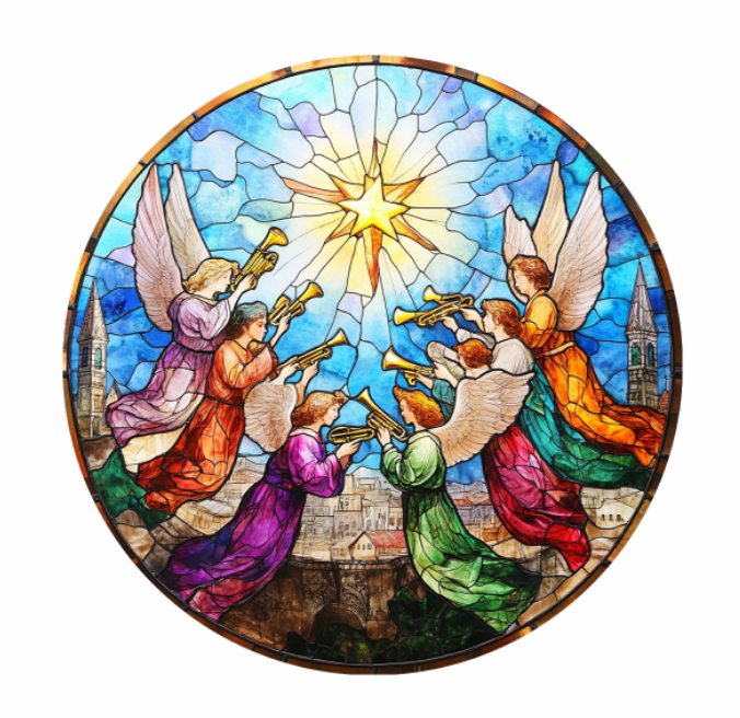 Stained Glass–Style Nativity Ceramic Ornaments