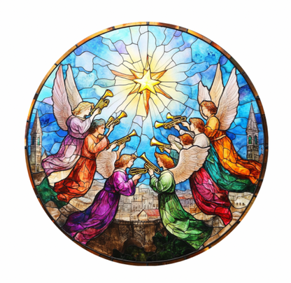 Stained Glass–Style Nativity Ceramic Ornaments