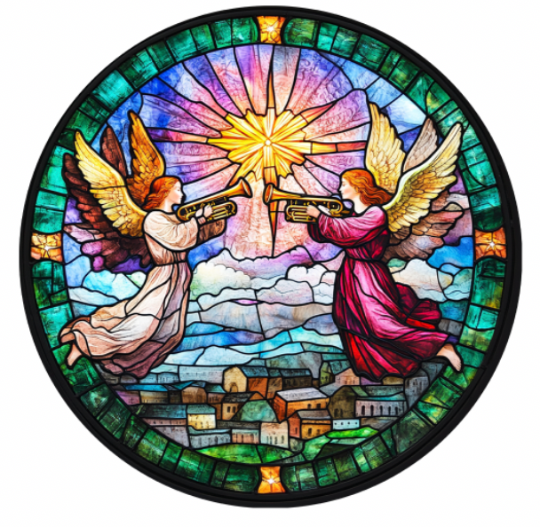 Stained Glass–Style Nativity Ceramic Ornaments