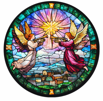 Stained Glass–Style Nativity Ceramic Ornaments