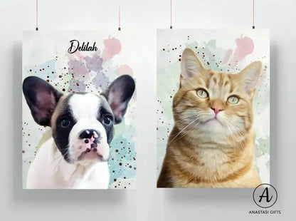 Custom Pet Watercolor Portraits - Digital Version| Personalized Pet Artwork