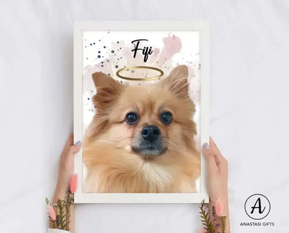 Custom Pet Watercolor Portraits Framed | Personalized Pet Artwork
