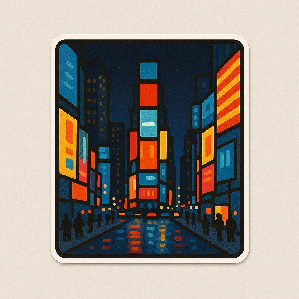 New York Iconic Landmarks Sticker- - Statue of Liberty, Empire State, Brooklyn Bridge, Time Square, Chrysler Building & Grand Central