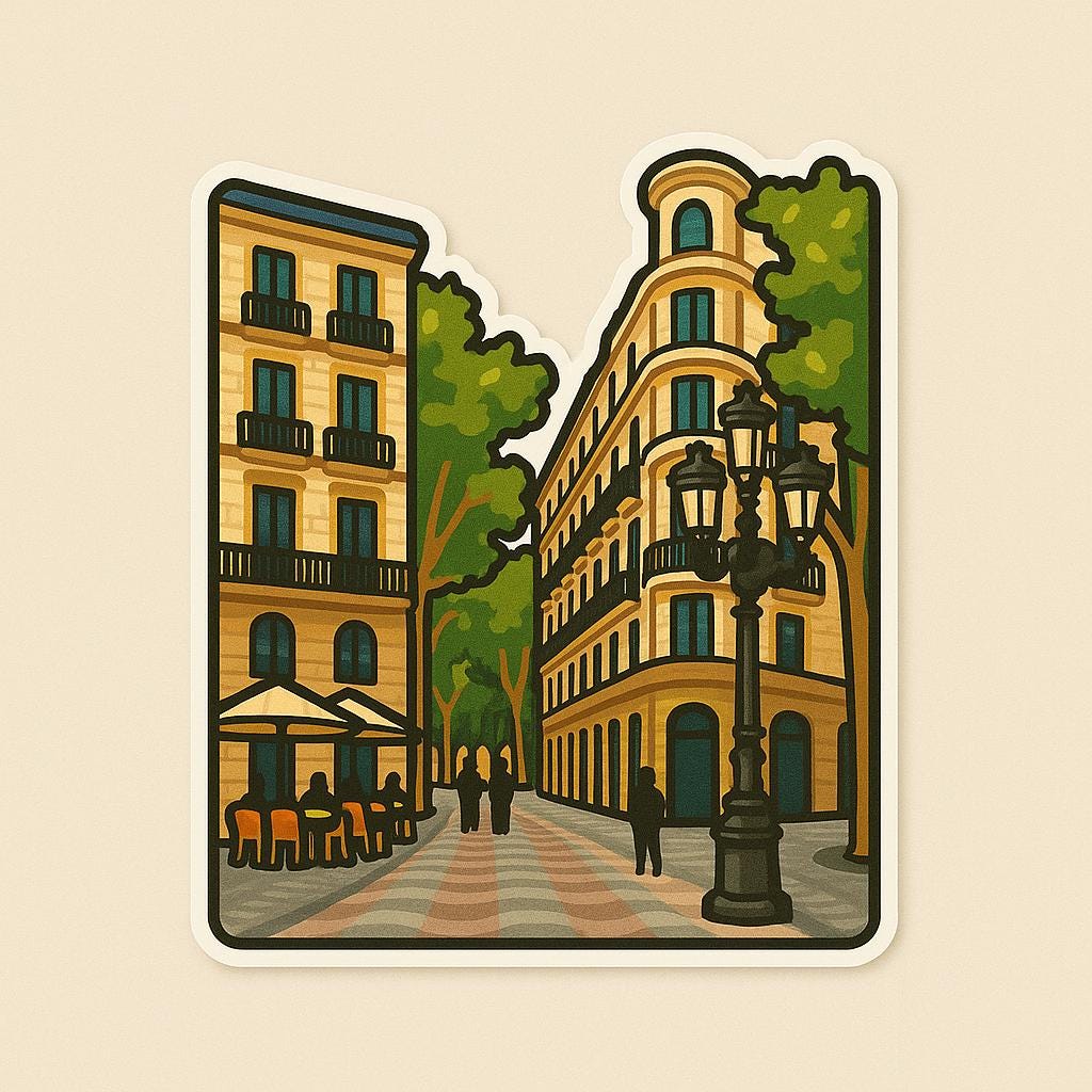 Barcelona Iconic Sticker - Park Güell, La Rambla Street, La Sagrada Família, Casa Batlló