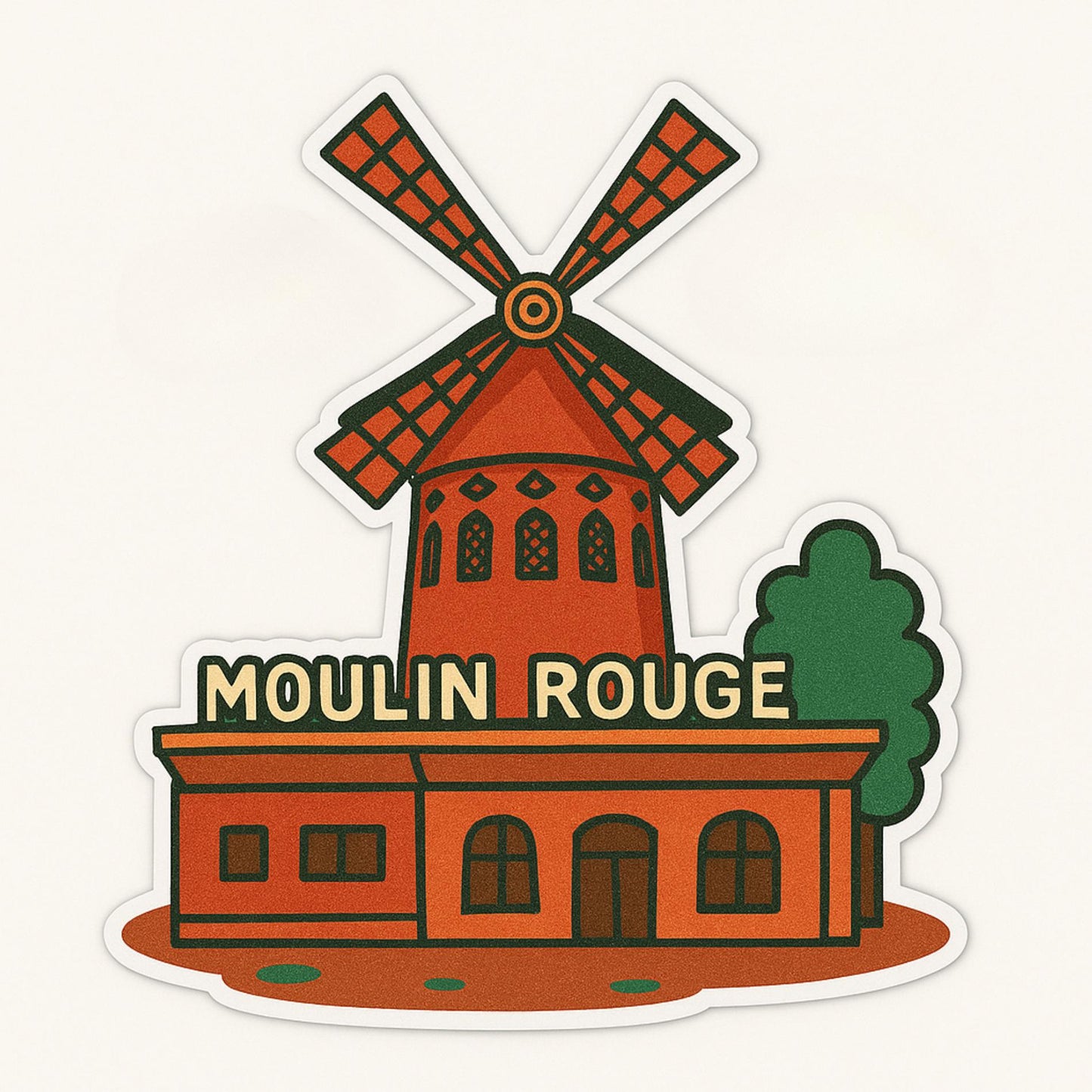 France Landmark Stickers: Eiffel Tower, Louvre, Moulin Rouge