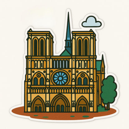 France Landmark Stickers: Eiffel Tower, Louvre, Moulin Rouge