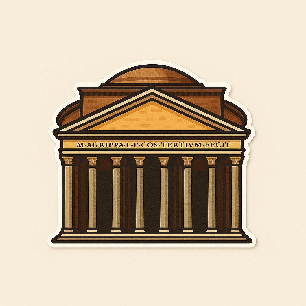 Rome Iconic Stickers | Italy Travel Stickers | Colosseum, Trevi Fountain, Pantheon, St. Peters Basilica, Spanish Steps| European Landmark