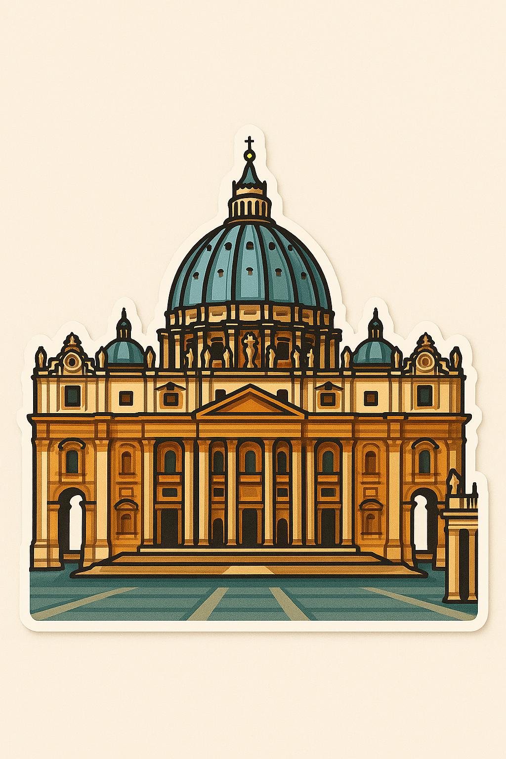 Rome Iconic Stickers | Italy Travel Stickers | Colosseum, Trevi Fountain, Pantheon, St. Peters Basilica, Spanish Steps| European Landmark