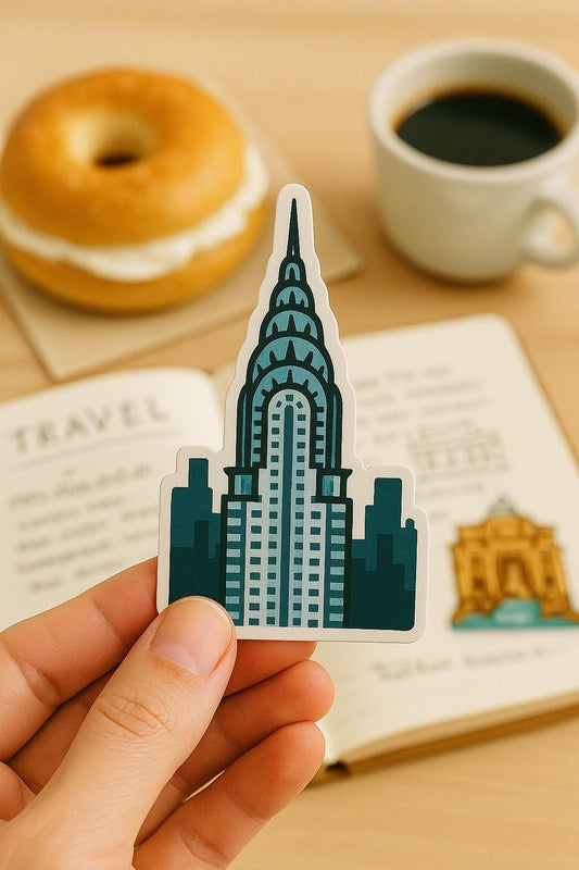 New York Iconic Landmarks Sticker- - Statue of Liberty, Empire State, Brooklyn Bridge, Time Square, Chrysler Building & Grand Central