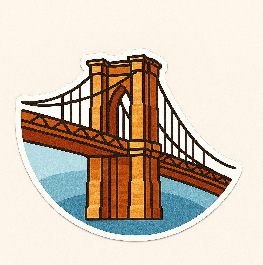 New York Iconic Landmarks Sticker- - Statue of Liberty, Empire State, Brooklyn Bridge, Time Square, Chrysler Building & Grand Central