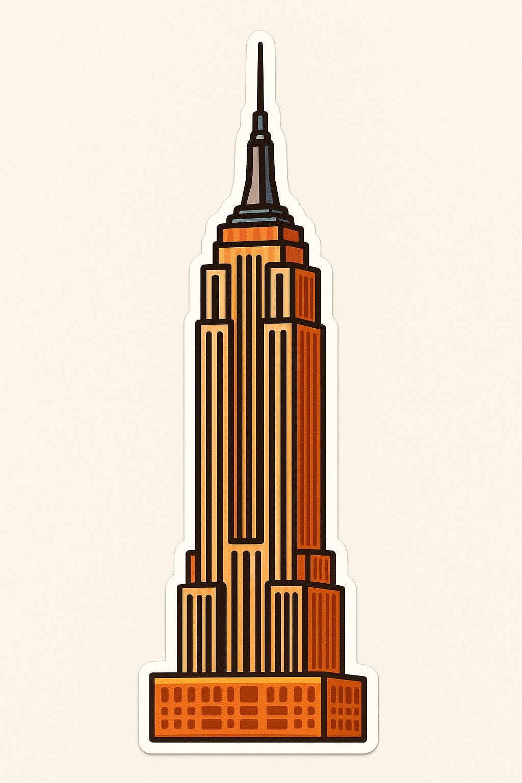 New York Iconic Landmarks Sticker- - Statue of Liberty, Empire State, Brooklyn Bridge, Time Square, Chrysler Building & Grand Central